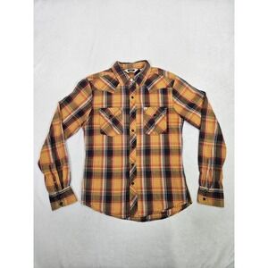 Salt Valley Western Shirt Men's Medium Plaid Pearl Snap Yellow Button Down